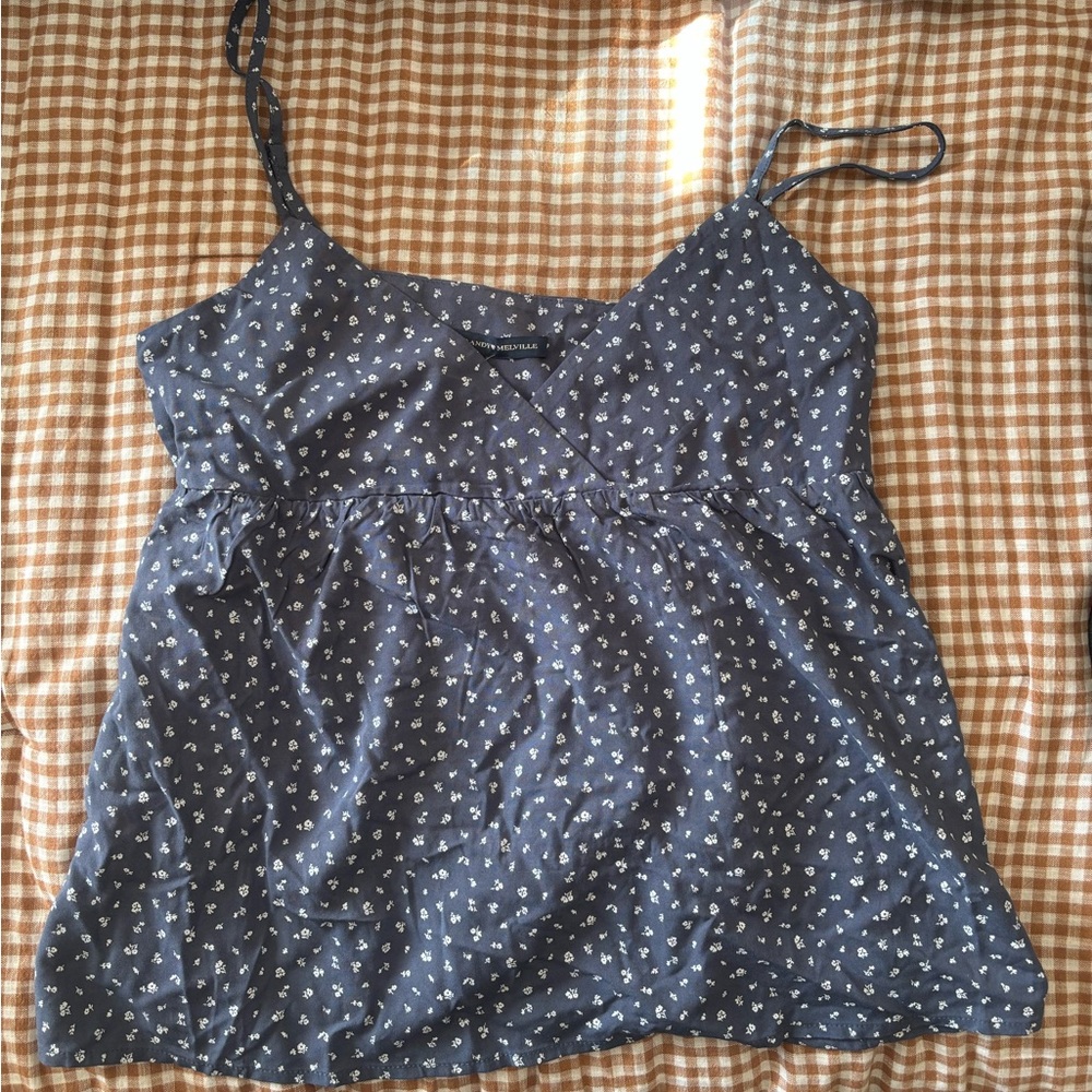 Brandy Melville Blue Floral Spaghetti Strap Camisole
